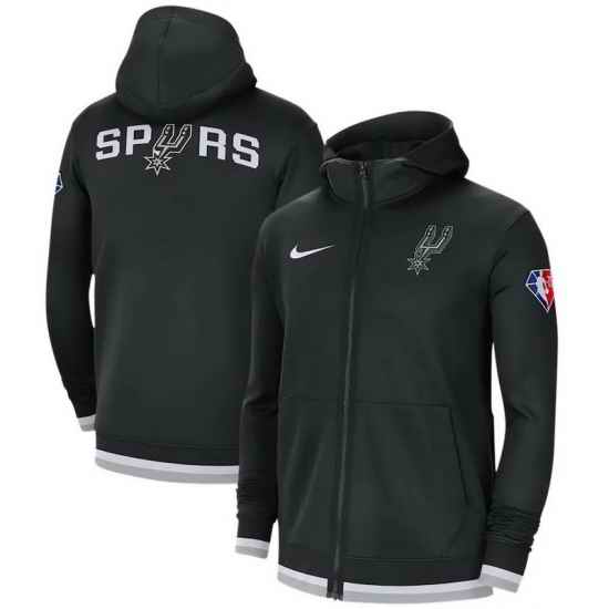 Men San Antonio Spurs Nike 75th Anniversary Performance Showtime Full Zip Hoodie Jacket  Black
